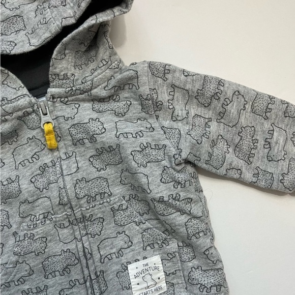 Just One You by Carters • Grey Bear Pattern Baby Zip Up Hoodie - Picture 4 of 5